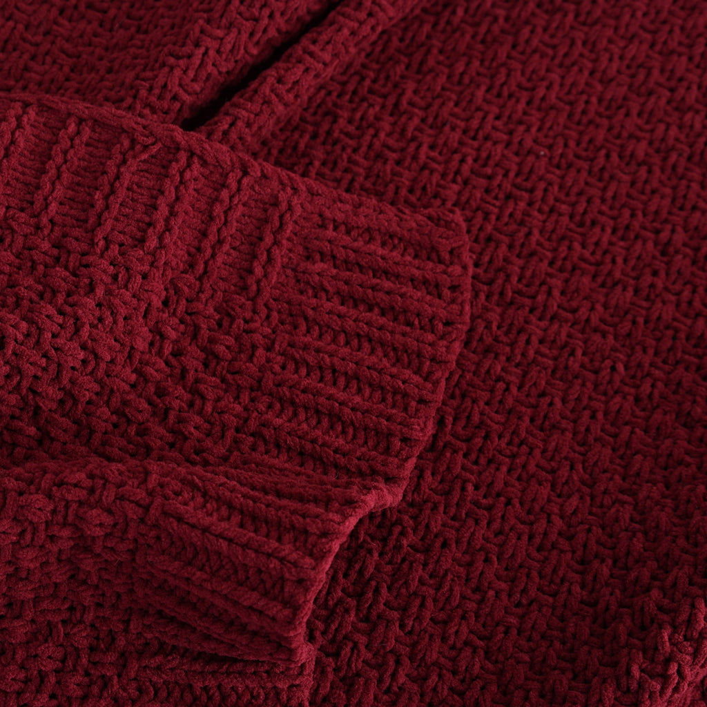 Chenille Knit Super Soft Oversized Throw Blanket, Merlot Wine