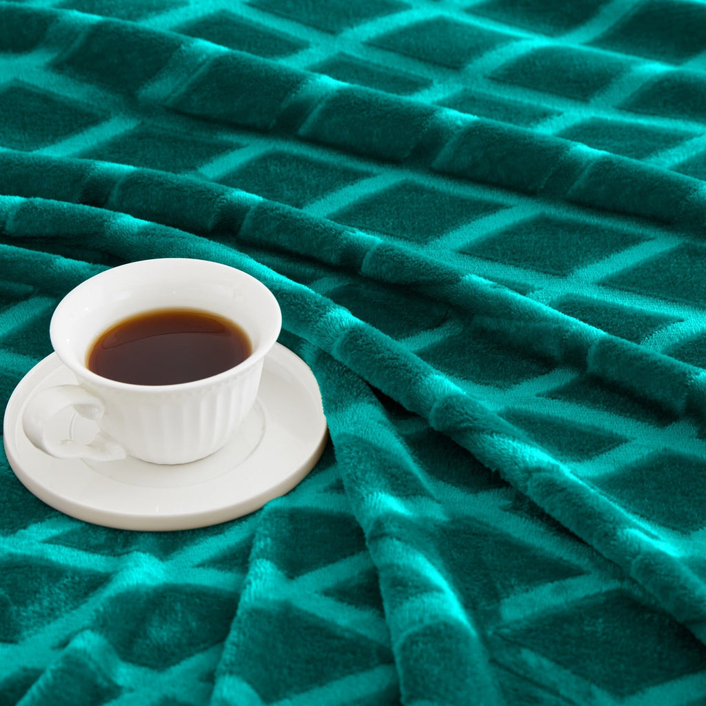 Large Soft Throw Blanket for Couch, 50x70 Inches Diamond Geometry Pattern Velvet Fleece Blanket, Cozy, Warm and Light...