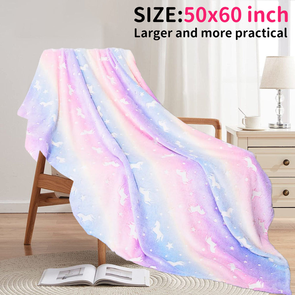 Glow in The Dark Pony Blanket for Kids, 50"x60" Soft Cozy Luminous Flannel Blanket, Christmas Birthday Gift for Girls...