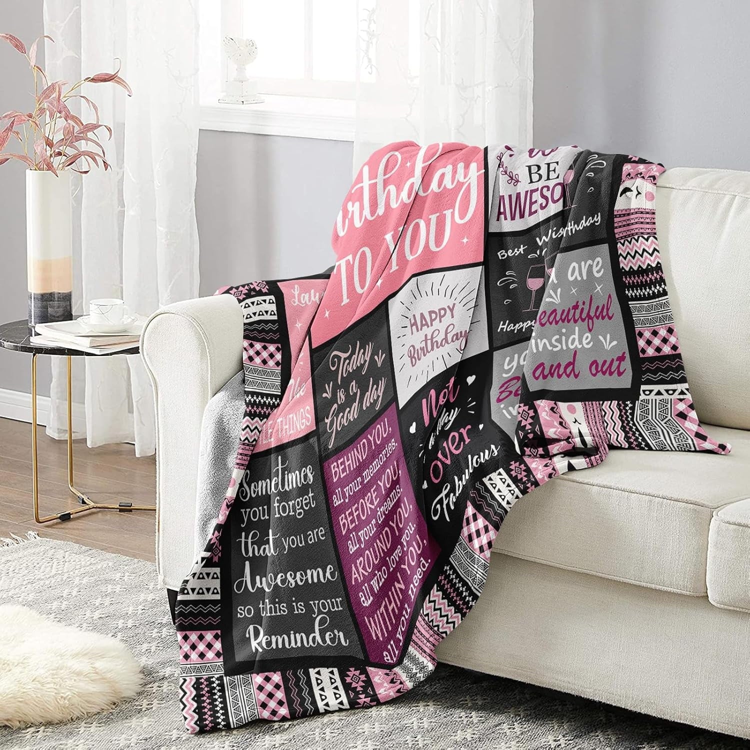 Birthday Gifts for Women Girls Throw Blanket, Happy Birthday Decorations for Women, Gifts for Women Birthday Unique, ...