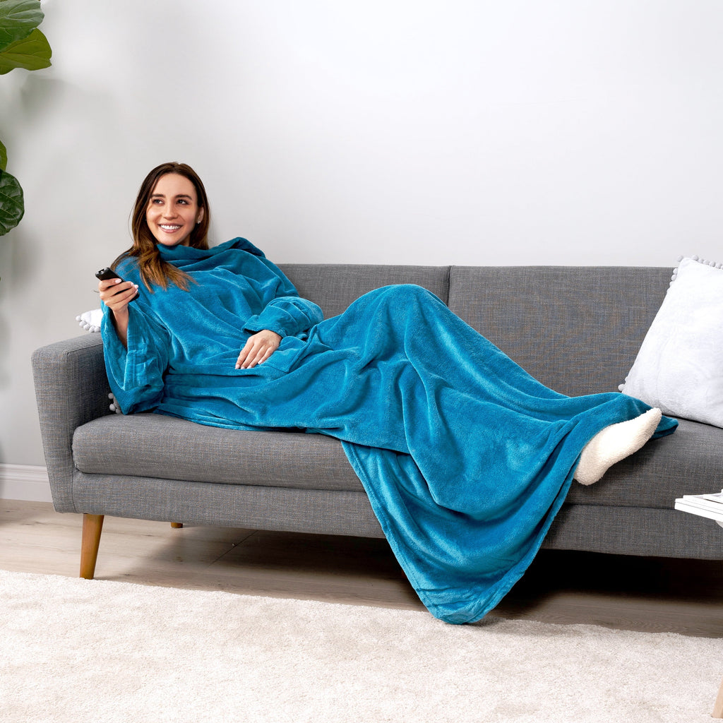 Wearable Blanket with Sleeves for Adult Women Men, Cozy Fleece Warm Wrap Throw Blanket with Arms, Pocket, Gifts for C...
