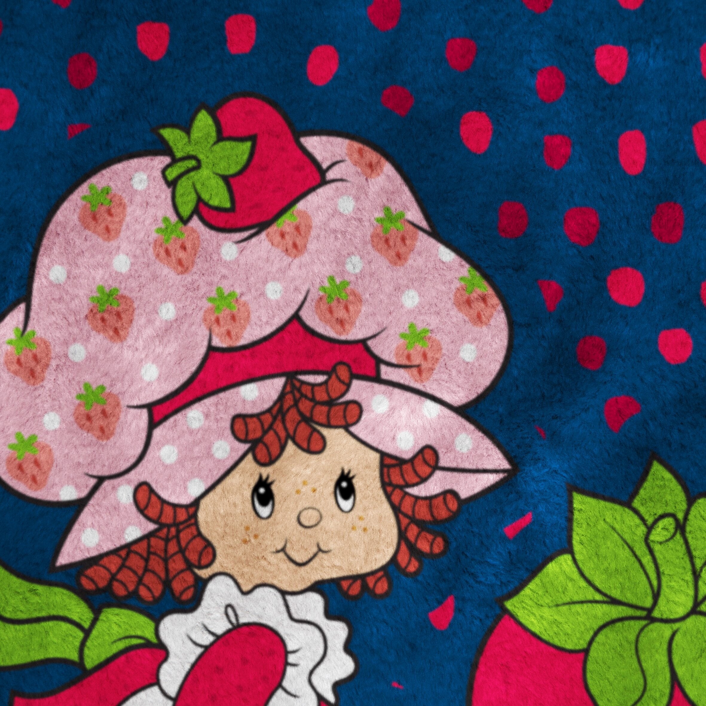 Strawberry Shortcake Berry Meadows 46" x 60" Coral Fleece Throw Blanket, Kids, Polyester, Navy