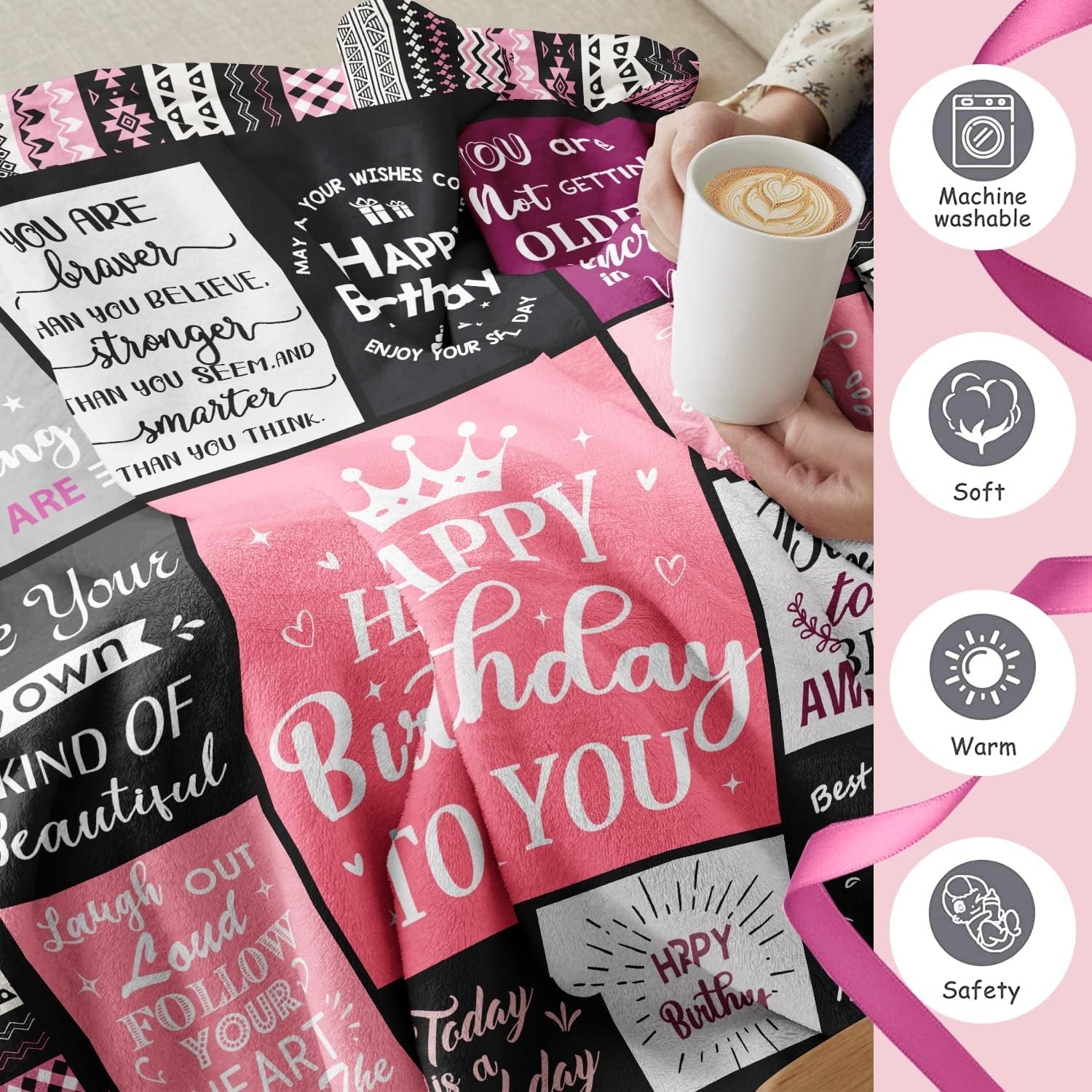 Birthday Gifts for Women Girls Throw Blanket, Happy Birthday Decorations for Women, Gifts for Women Birthday Unique, ...