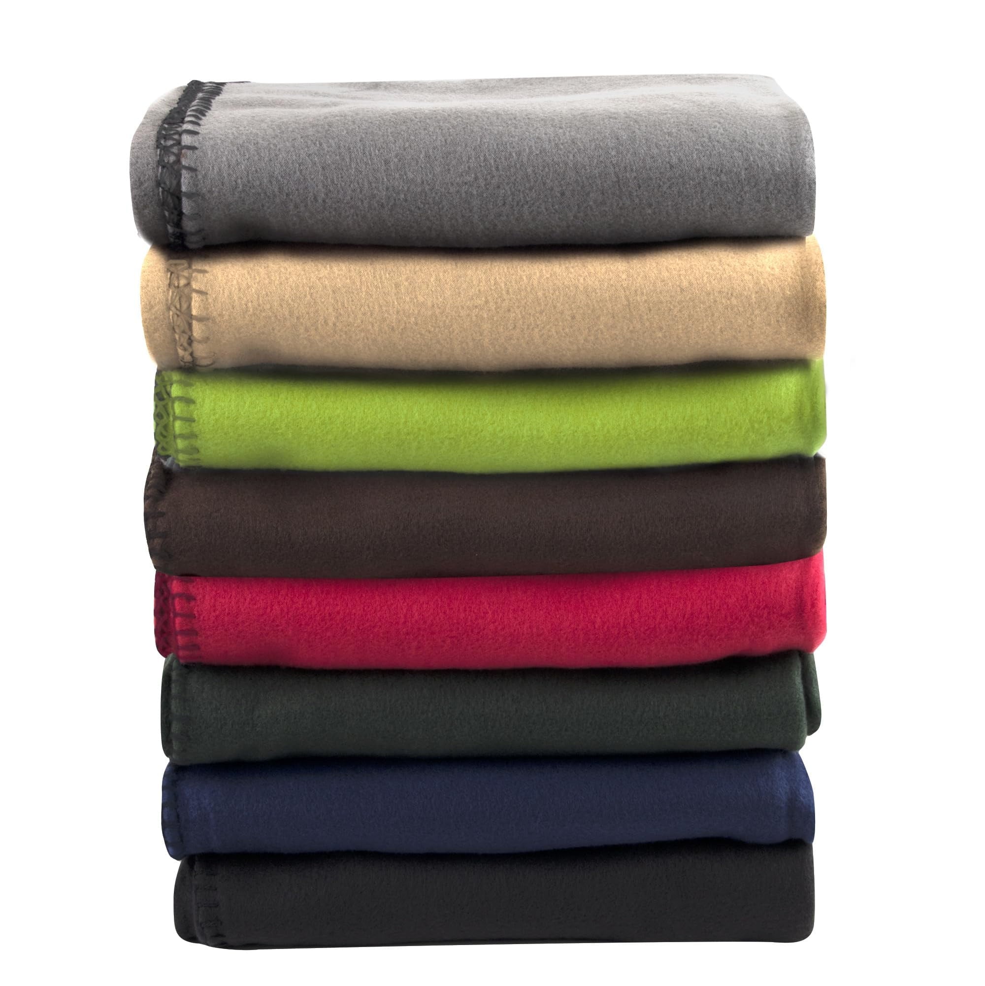 24 pack Trail maker 60”L x 50”W Solid Color Hypoallergenic Fleece Throw Blankets in Assorted Colors