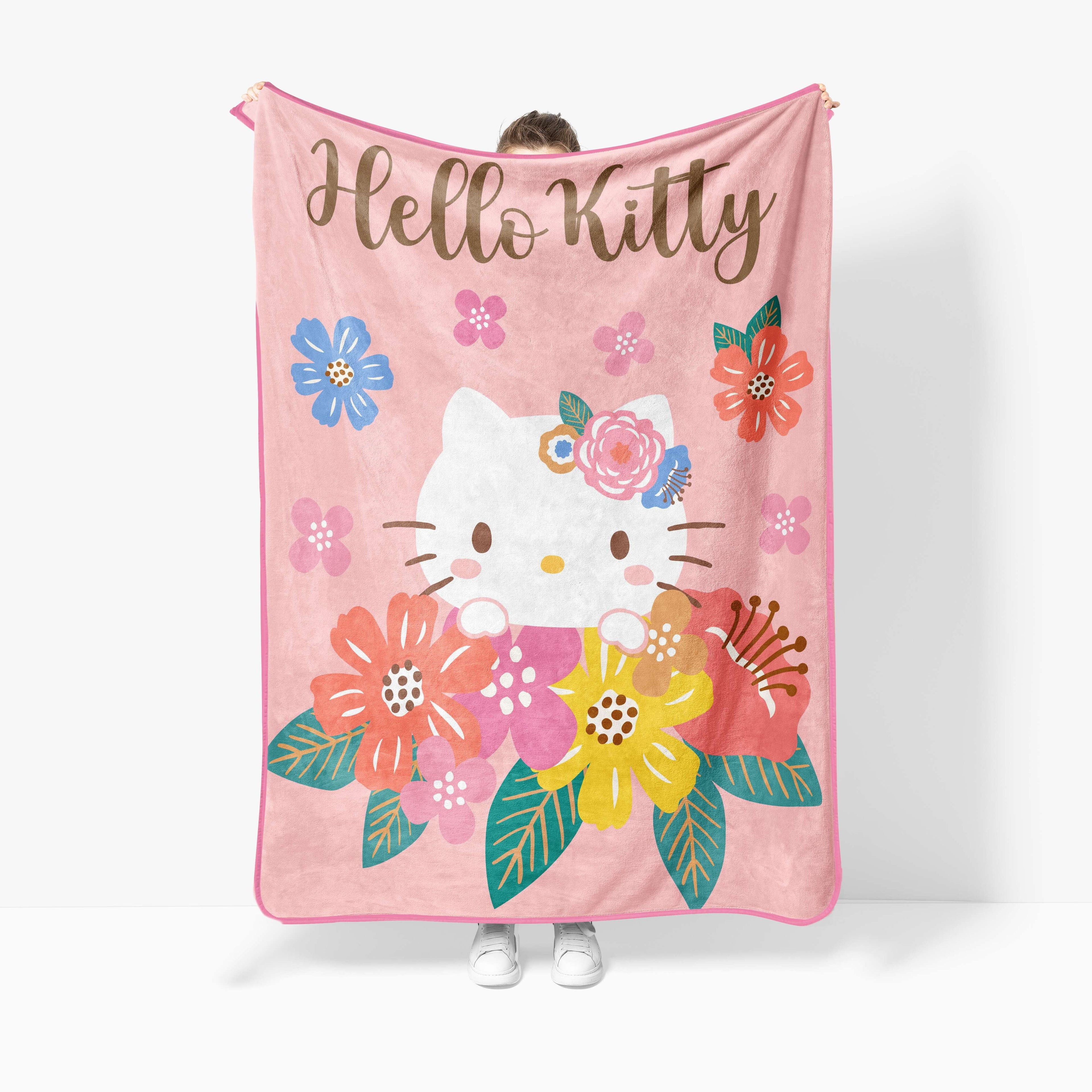 Floral Grace 46 x 60 Coral Fleece Kids Throw Blanket - Soft Bedding Accessories