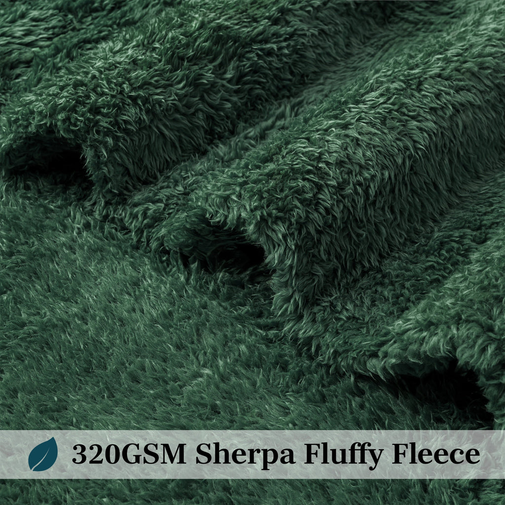 Sherpa Throw Blanket For Couch Sofa, Emerald Green Fluffy Warm Plush Blanket for Bed, Cozy Super Soft Lightweight Thr...