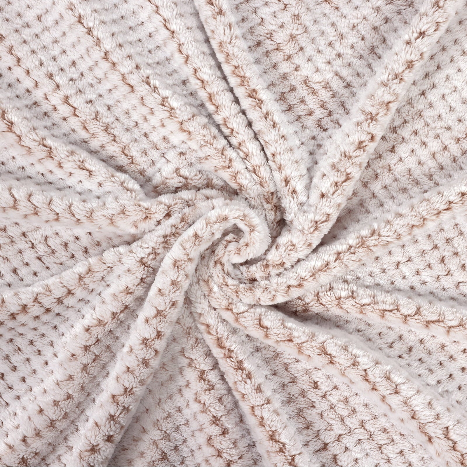 Waffle Textured Mixed Camel Fleece Blanket, Super Soft and Warm 50"x70" Throw Blanket for Couch, Cozy, Fuzzy and Ligh...