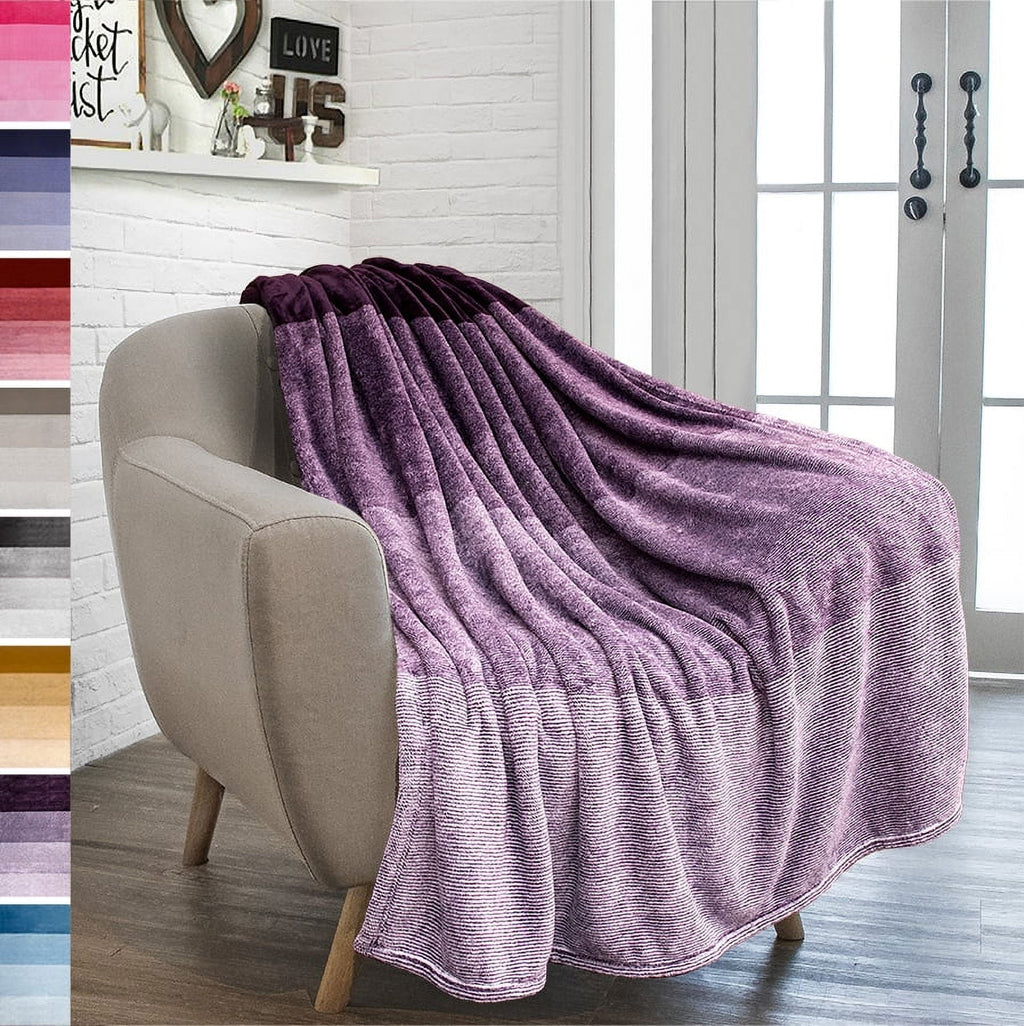 Flannel Fleece Ombre Throw Blanket for Couch | Super Soft Cozy Microfiber Couch Blanket | Gradient Decorative Accent ...