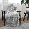 Serenade Gray Textured Faux Fur Throw Blanket, 50 x 70