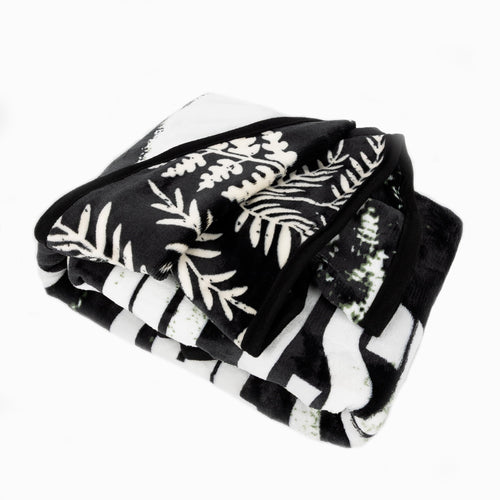 Black and White Polyester Throw Blanket, 50" X 60"