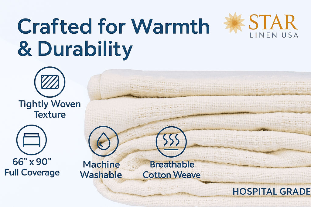 Hospital Thermal Blanket Throw Snag Free | 100% Cotton | Twin 66"x90" | White (1)
