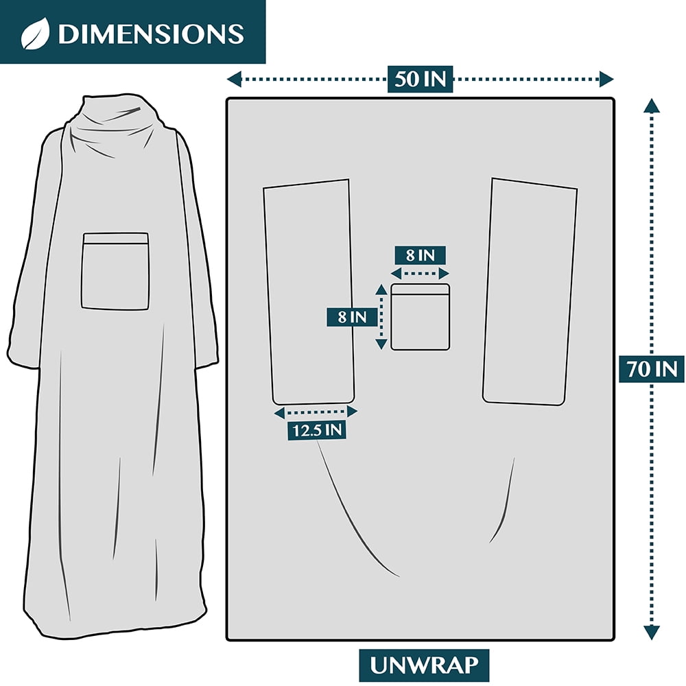 Wearable Blanket with Sleeves for Adult Women Men, Cozy Fleece Warm Wrap Throw Blanket with Arms, Pocket, Gifts for C...