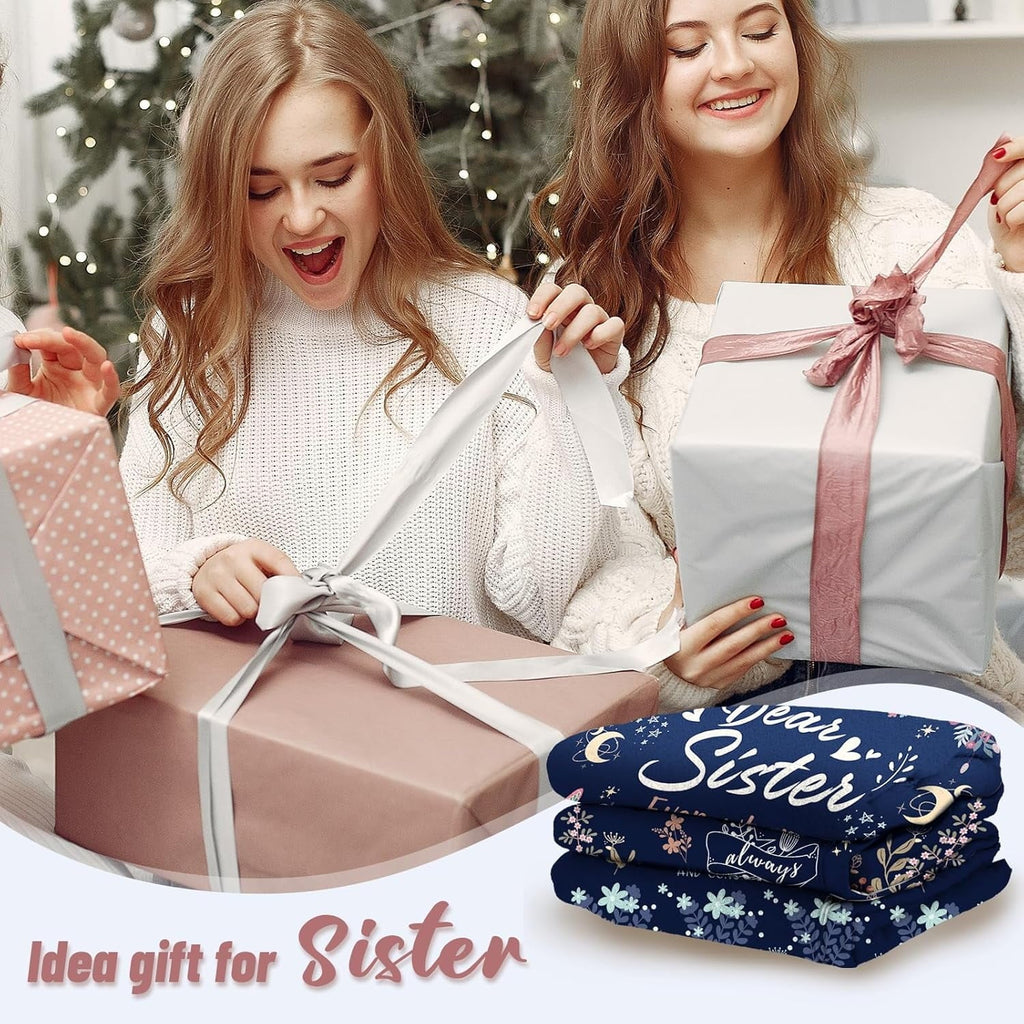 Sister Gifts Blanket, Sisters Gifts on Mother's Day, Blanket Present for Sisters on Valentine's Day, Happy Birthday S...