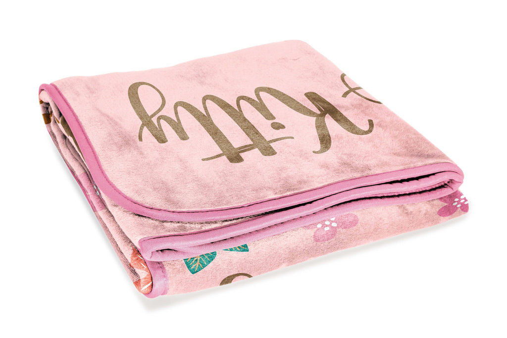 Floral Grace 46 x 60 Coral Fleece Kids Throw Blanket - Soft Bedding Accessories