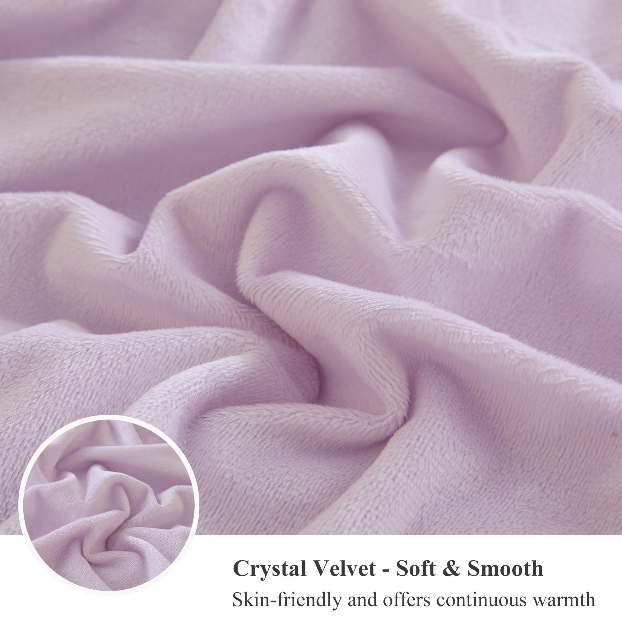 Fluffy Faux Rabbit Fur Throw, Cozy Wide Stripe Plush Fuzzy Blanket for Bed Couch Sofa Chair, Light Purple Shaggy Thro...