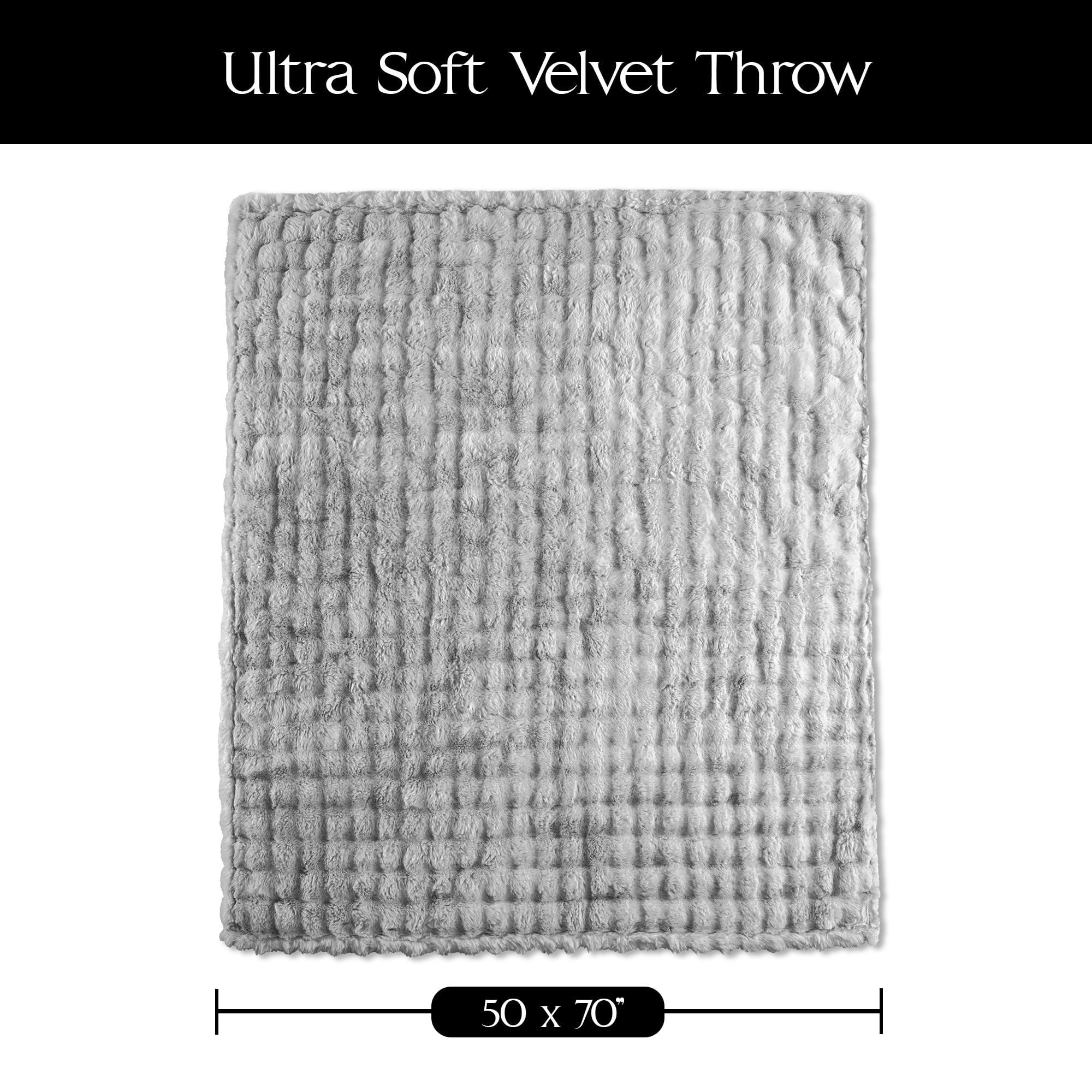 Serenade Gray Textured Faux Fur Throw Blanket, 50 x 70